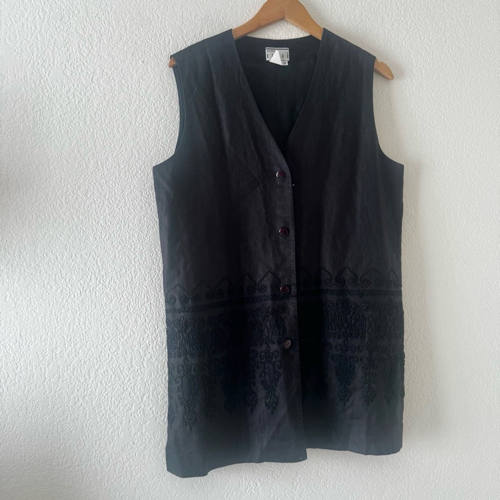Kenar Vintage Linen Sleeveless Tunic vest Dress with Embroidered 100% linen - Picture 1 of 4